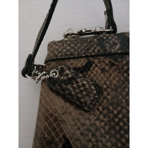 Coach Leather Snakeskin Design Wristlet Logo Bag Purse - Picture 6 of 12